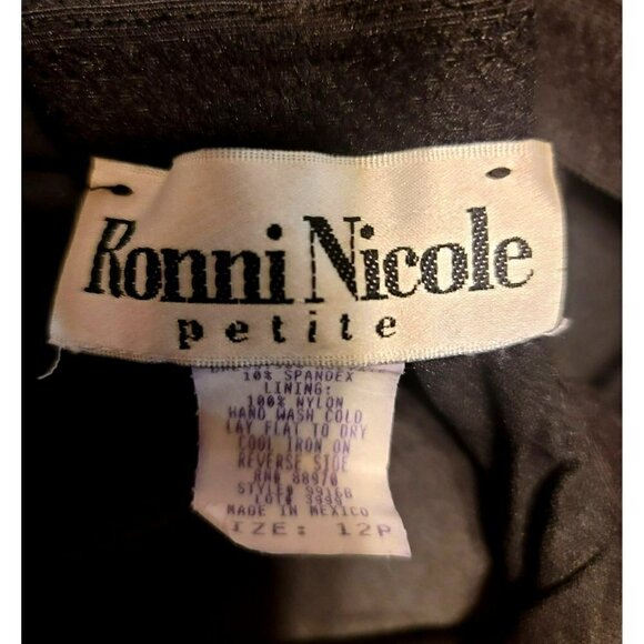 Ronnie Nicole One Shoulder Sparkling Black Maxi Dress - Size 12P - Picture 7 of 8